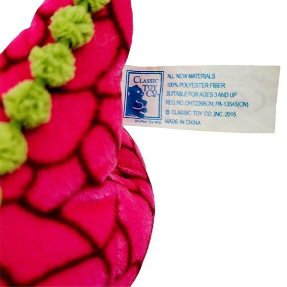 Classic Toy Company Pink Dragon 9 in Plush Green Scales Stuffed Animal Fantasy - Picture 6 of 7